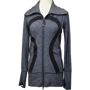 Lululemon Athletica In Stride Jacket Wee Heathered Gray Zip-Up Sz 4
